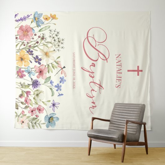 Elegante Wildflower Bloemendoop Wandkleed (In Situ (horizontaal))