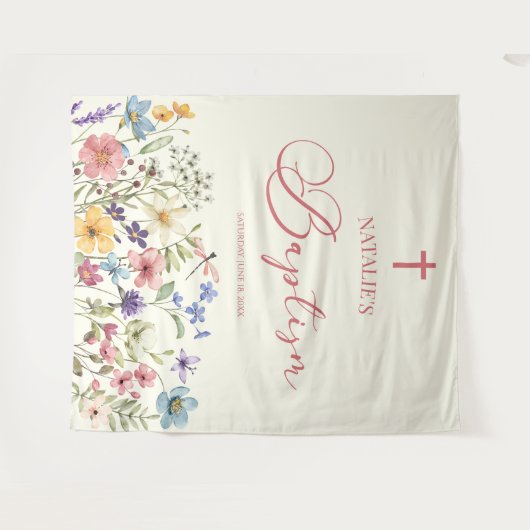 Elegante Wildflower Bloemendoop Wandkleed (Voorkant (horizontaal))