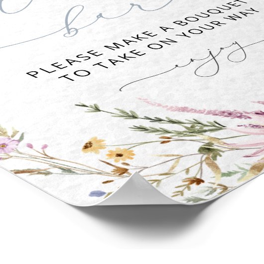 Elegante Wildflower Bloom | Bloemstaaf Poster (Hoek)
