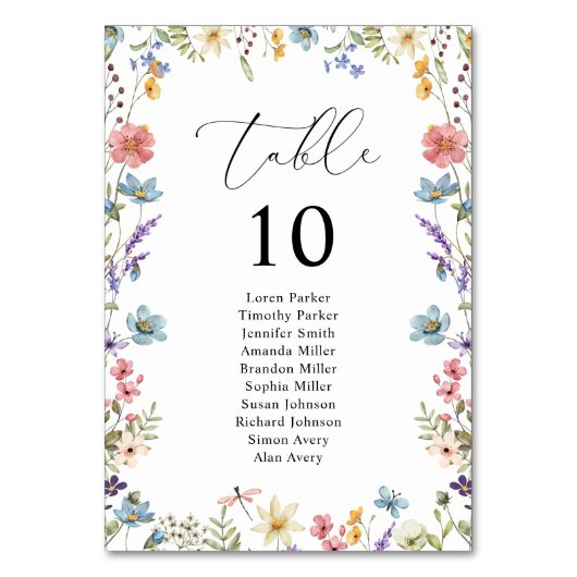 Elegante Wildflower Bloom Bruiloft Zitkaarten Kaart (Achterkant)