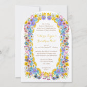 Elegante Wildflower Bloom Gele Elegance Bruiloft Kaart (Voorkant)