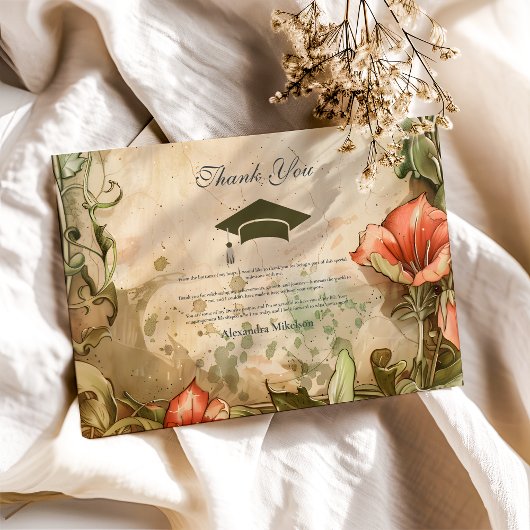 Elegante Wildflower Bloom Graduation Party Bedankkaart