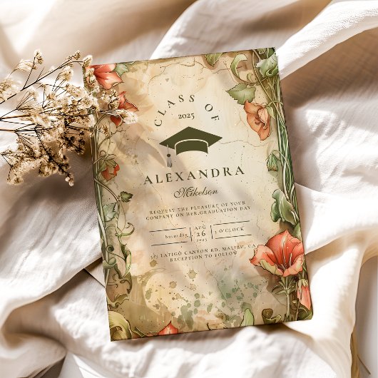 Elegante Wildflower Bloom Graduation Party Kaart