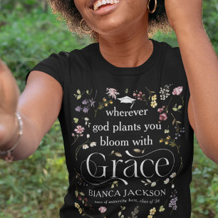 Elegante Wildflower 'Bloom met Grace' Afstuderen T-shirt