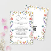 Elegante Wildflower Bloom QR Code Bruiloft Details Informatiekaartje