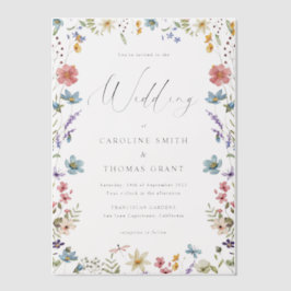 Elegante Wildflower Bloom Romantisch Script Bruilo Vellum Uitnodigingen