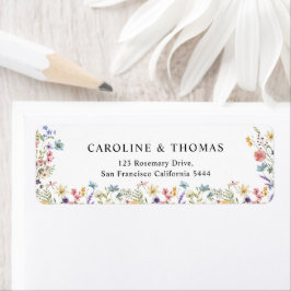 Elegante Wildflower Bloom Trouwadres Etiket