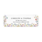 Elegante Wildflower Bloom Trouwadres Etiket (Voorkant)