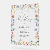 Elegante Wildflower Bloom Wedding Welkom Acryl Bord (Hoek)