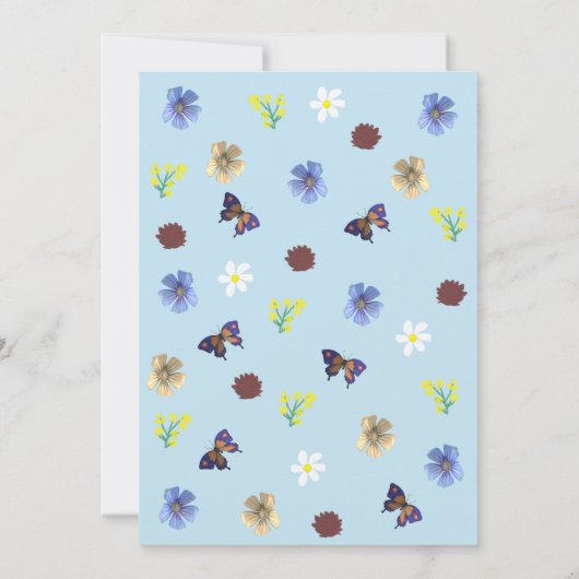 Elegante Wildflower Boho Blue Wedding Kaart (Achterkant)