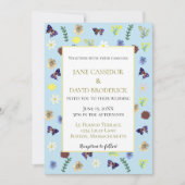 Elegante Wildflower Boho Blue Wedding Kaart (Voorkant)