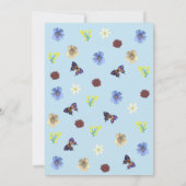 Elegante Wildflower Boho Blue Wedding Kaart (Achterkant)
