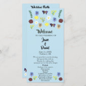 Elegante Wildflower Boho Blue Wedding Programma (Voorkant / Achterkant)