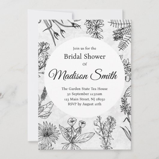 Elegante Wildflower Boho Bridal Shower Uitnodiging (Voorkant)