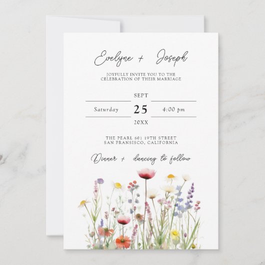 Elegante Wildflower Boho Chique Bloementuin Bruilo Kaart (Voorkant)