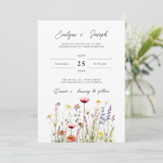 Elegante Wildflower Boho Chique Bloementuin Bruilo Kaart (Staand voorkant)