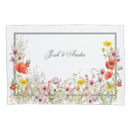 Elegante Wildflower Boho Custom Script Namen Kussensloop