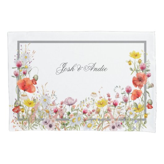 Elegante Wildflower Boho Custom Script Namen Kussensloop (Voorkant)