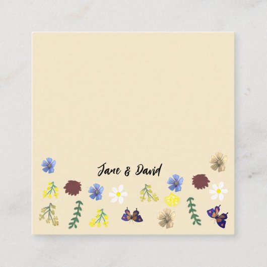 Elegante Wildflower Boho Eggshell bruiloft Informatiekaartje (Achterkant)