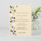 Elegante Wildflower Boho Eggshell bruiloft Kaart (Staand voorkant)