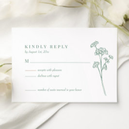 Elegante Wildflower Boho Spring Green Wedding RSVP Kaartje