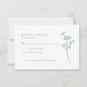 Elegante Wildflower Boho Spring Green Wedding RSVP Kaartje (Voorkant)