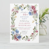 Elegante Wildflower Boho Waterverf 50ste verjaarda Kaart (Staand voorkant)