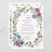 Elegante Wildflower Boho Waterverf 70ste verjaarda Kaart (Voorkant / Achterkant)