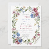 Elegante Wildflower Boho Waterverf 70ste verjaarda Kaart (Voorkant)