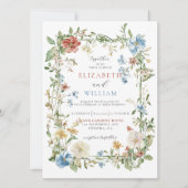 Elegante Wildflower Boho Waterverf bruiloft Kaart (Voorkant)