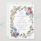 Elegante Wildflower Boho Waterverf krans bruiloft Kaart (Voorkant)