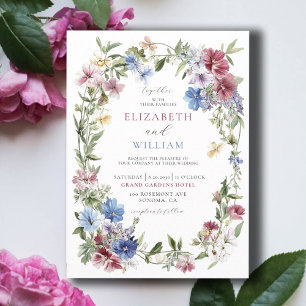 Elegante Wildflower Boho Waterverf krans bruiloft Kaart