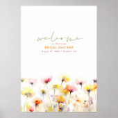 Elegante Wildflower Boho Welkomstbord Poster (Voorkant)