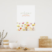Elegante Wildflower Boho Welkomstbord Poster (Keuken)