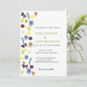 Elegante Wildflower Boho White Wedding Kaart (Staand voorkant)