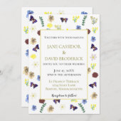 Elegante Wildflower Boho White Wedding Kaart (Voorkant / Achterkant)