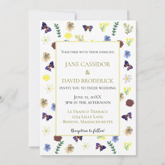 Elegante Wildflower Boho White Wedding Kaart