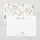 Elegante Wildflower Botanical dank u Notitiekaartje (Voorkant / Achterkant)