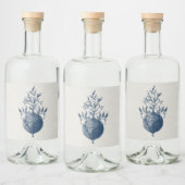 Elegante Wildflower Botanical Line Art Likeurfles Etiket (Flessen)