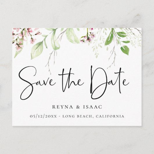 Elegante Wildflower Botanical Save the Date Aankondigingskaart (Voorkant)
