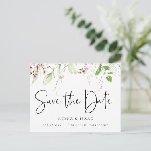 Elegante Wildflower Botanical Save the Date Aankondigingskaart (Staand voorkant)