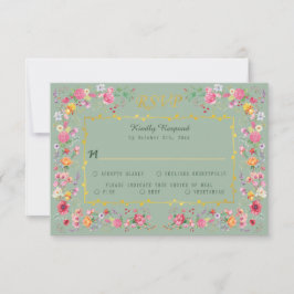 Elegante Wildflower Botanical Spring Garden Weddin RSVP Kaartje