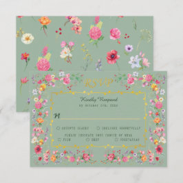 Elegante Wildflower Botanical Spring Garden Weddin RSVP Kaartje