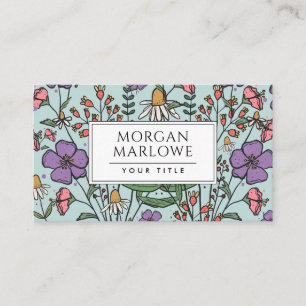 Elegante Wildflower Botanische Bloemen Boho Visitekaartje