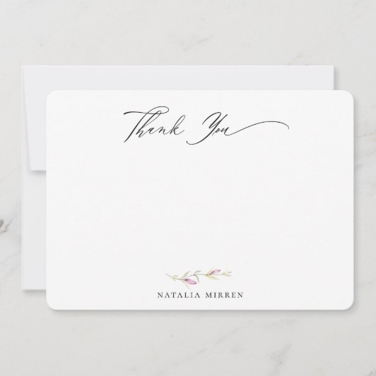 Elegante Wildflower Botanische Bloemen Dank u Notitiekaartje (Voorkant)