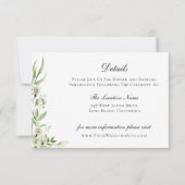 Elegante Wildflower Botanische Bruiloft Details Kaart (Voorkant)