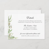 Elegante Wildflower Botanische Bruiloft Details Kaart (Voorkant / Achterkant)