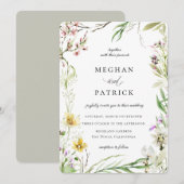 Elegante Wildflower Botanische Lijst Bruiloft Kaart (Voorkant / Achterkant)