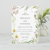 Elegante Wildflower Botanische Lijst Bruiloft Kaart (Staand voorkant)