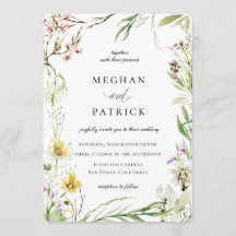 Elegante Wildflower Botanische Lijst Bruiloft